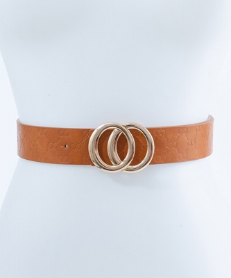 Gold Round Buckle Fashion Belt  BT320080 TAN